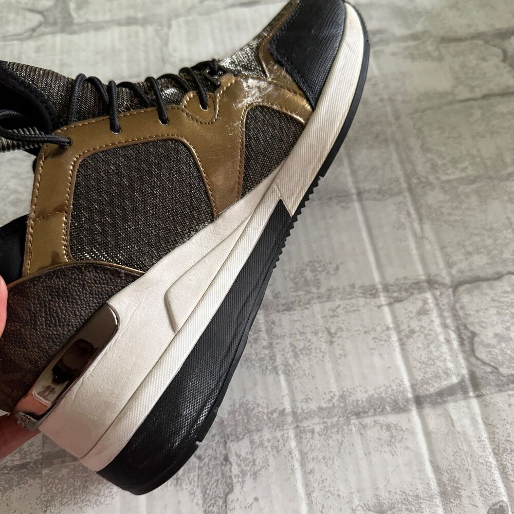 Michael Kors Liv Logo Mixed-Media Trainer Platform Wedge Fashion Sneaker Flaws 9 - Picture 10 of 10